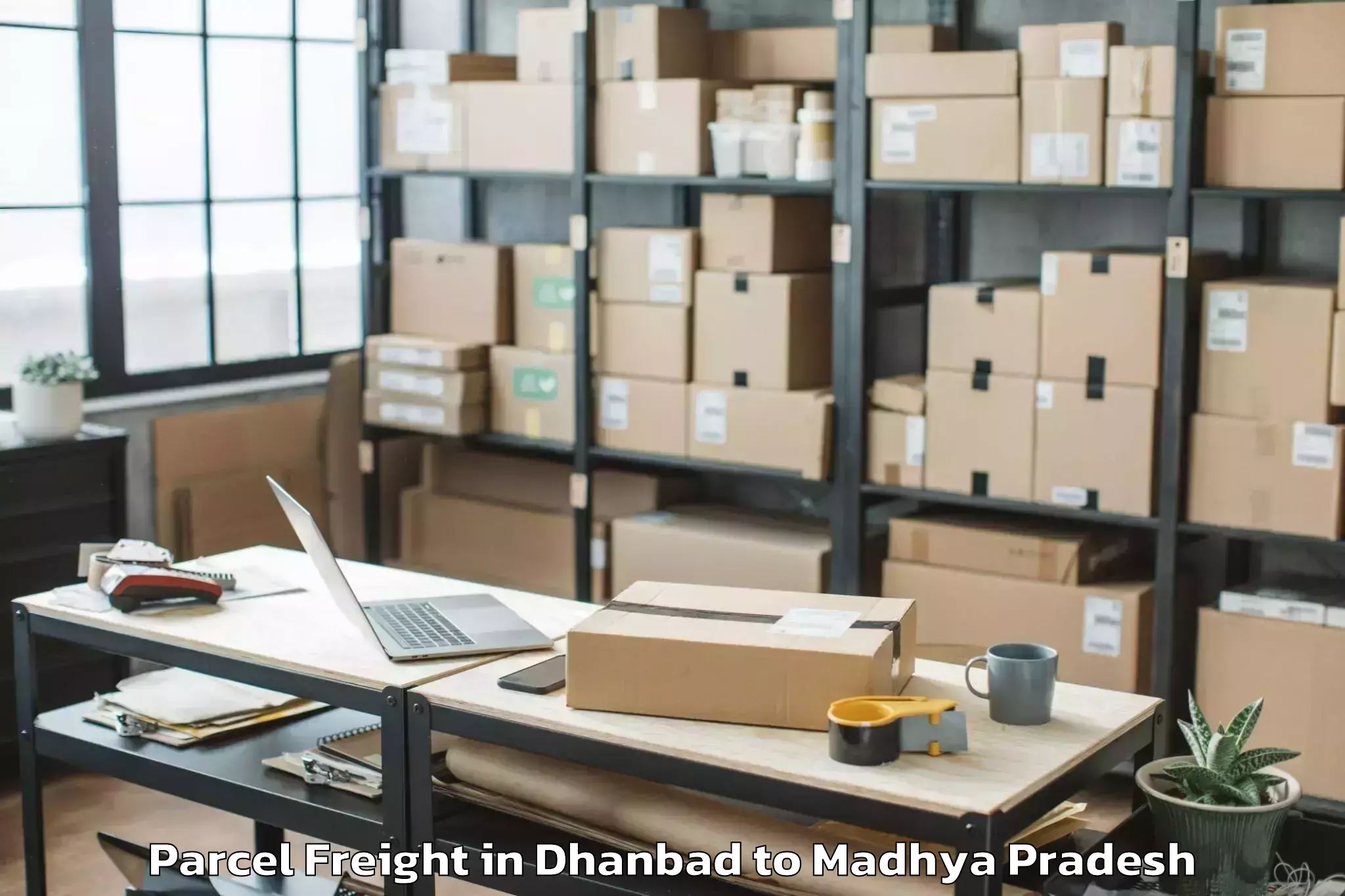 Easy Dhanbad to Maharaja Chhatrasal Bundelkhan Parcel Freight Booking